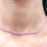 14k Pink Sapphire Tennis Choker