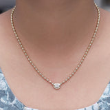 Oval Bezel Ball Chain Necklace- in stock