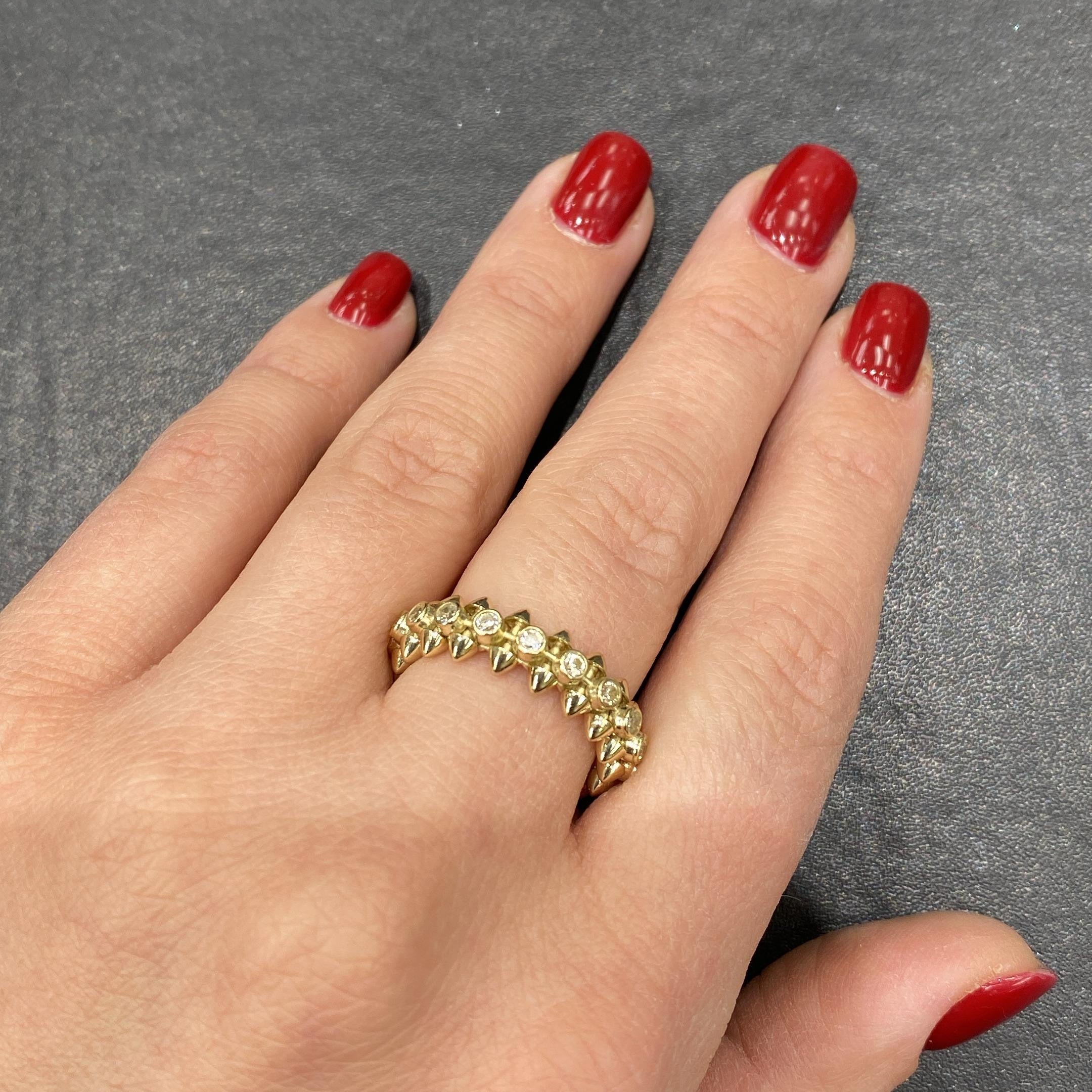 10k Spiked Ring With Stones- In stock
