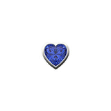 Skinny Silver Blue Heart Charm (white)