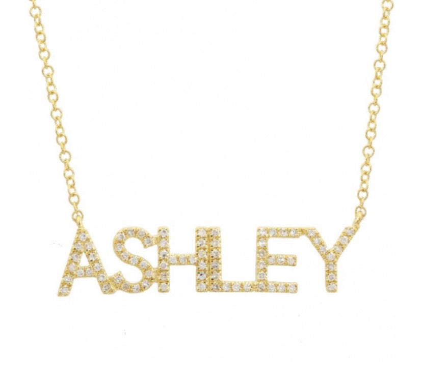 Pave Block Letter Necklace