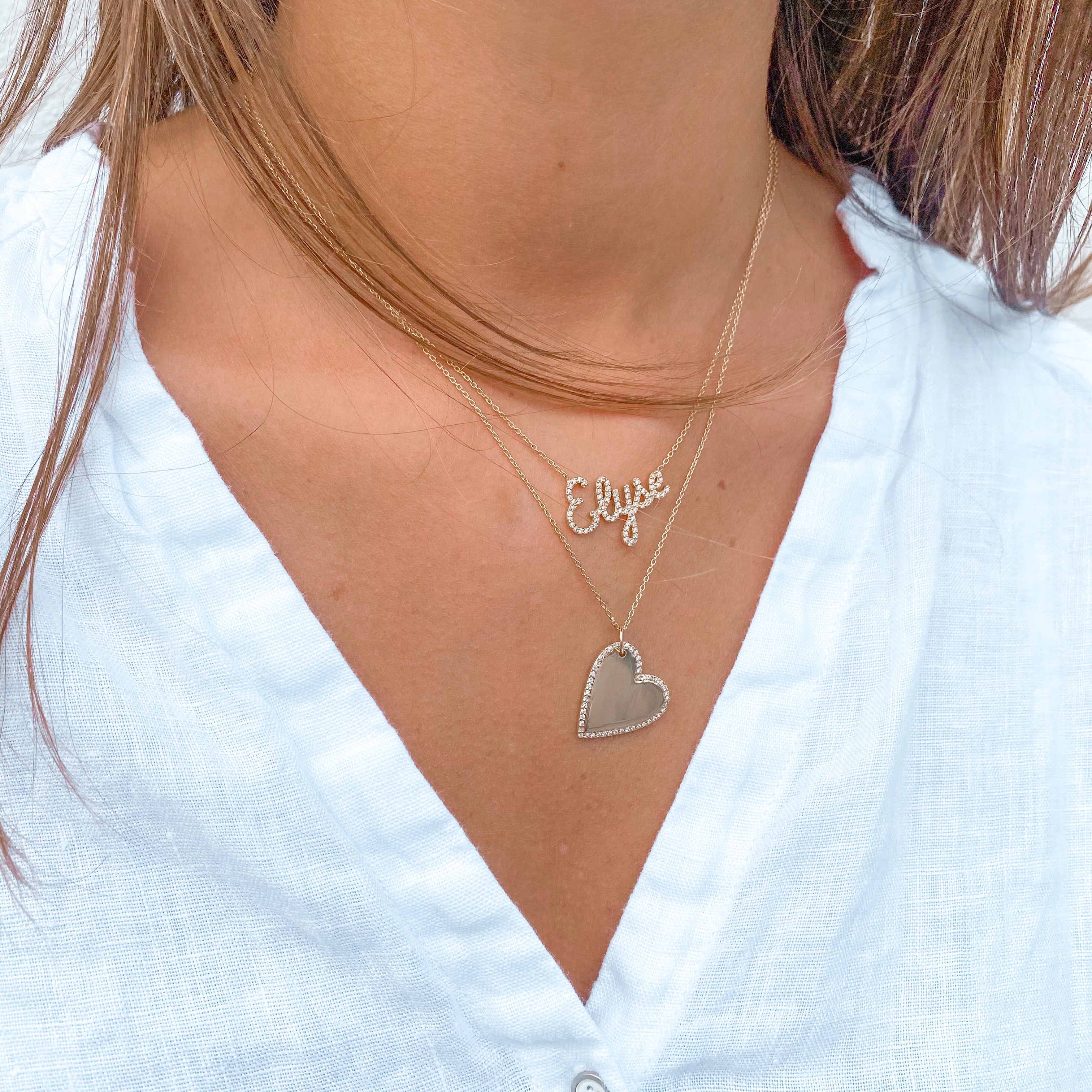 14k Pave Script Letter Necklace