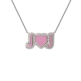 Pave Outline Enamel Necklace