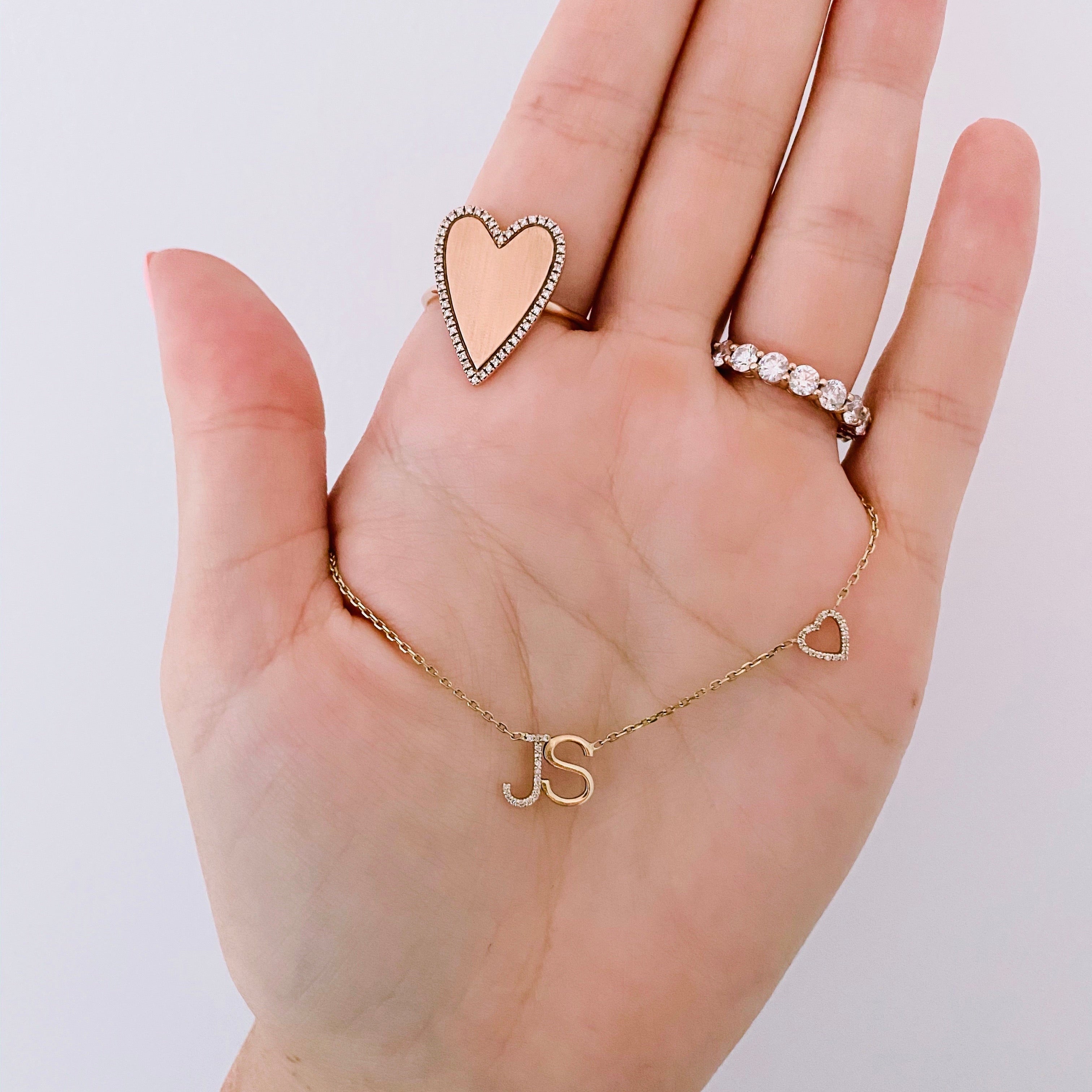 14k Diamond Accent Initial Necklace