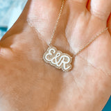 Pave Outline Enamel Necklace